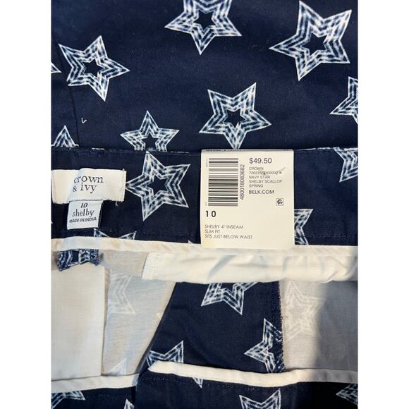 Crown & Ivy NWT Size 10 Scalloped‎ Star Shorts Women’s Casual Summer Shorts - Picture 7 of 7